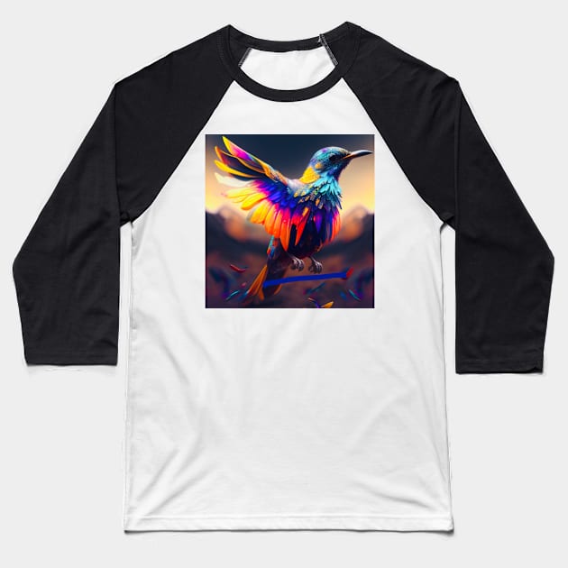 Colorful bird Baseball T-Shirt by baksuart